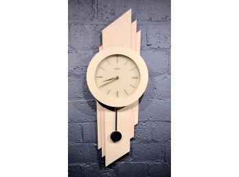 RARE Vintage Memphis Style Empire Wall Clock With Brass Pendulum