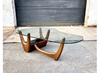 AMAZING Mid Century Modern Walnut And Glass Sculptural Coffee Table With Built-In Planter