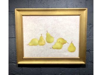 Original Oil On Canvas Still Life Of Pears Signed Teixeira