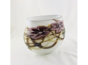 RARE SIGNED Museum Quality Rick Mills Glass Vase - Listed Glass Artist