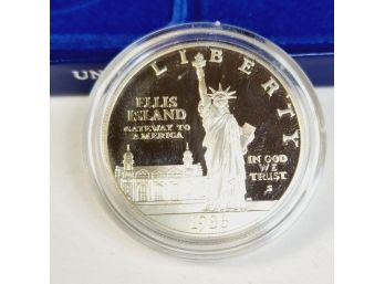 1986-S Statue Of Liberty  Commemorative Silver Proof Dollar Coin In Original Box With COA