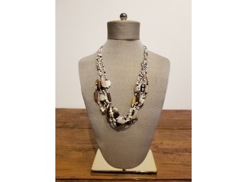 Brown And White Beaded Necklace