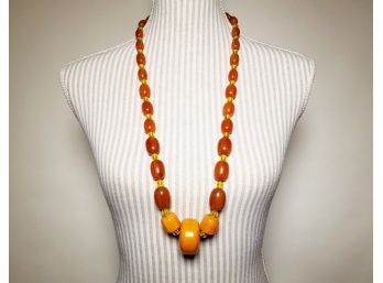 Autumnal Hued Amber Style Beaded Necklace