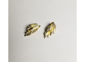 Leaf Motif Gold Encrusted Earrings