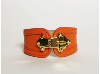 Vibrant Orange Leather Bracelet