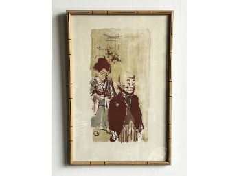 Vintage Jack Levine Lithograph Depicting Japanese Couple