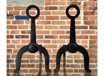 Rare Pair Of BRADLEY & HUBBARD Diminutive Cast Iron Andirons