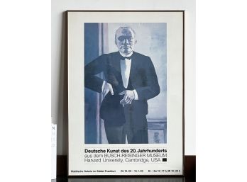 Vintage Max Beckmann Self Portrait Harvard University German Art Gallery Exhibition Framed Poster