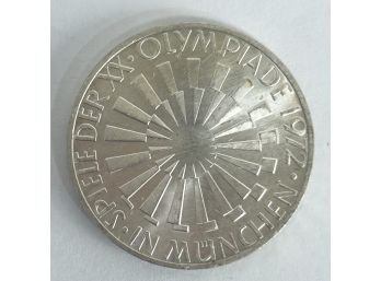 German 1972 Olympic Silver Coin Marked 10 G