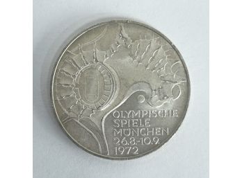 German 1972 Munich Olympics 10 Mark G Silver Coin