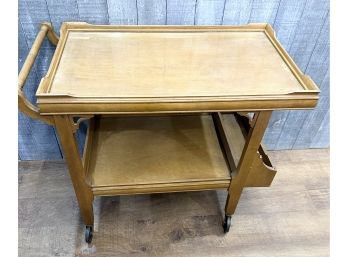 Tea Cart With Glass Top Insert On Wheels