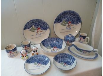 Christmas Snowman China 42pc, Service For 8