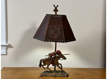 An Interesting Vintage Lamp With A Cast-Metal Don Quixote Body