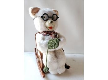 Vintage Working Battery Operated Rocking Chair With Knitting Mother Bear