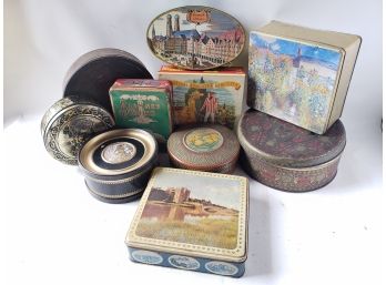 Vintage Mixed Tin Canister Collection Lot