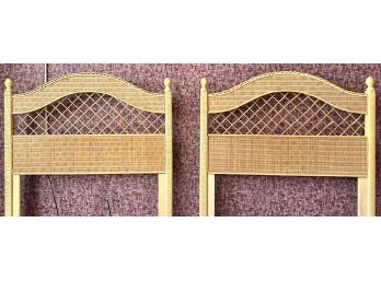 A Pair Of Vintage Twin Bedsteads 'Wicker' By Henry Link