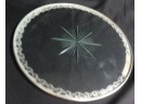 Antique Merrill Shops Glass With Sterling Silver Scroll Frame Overlay 10' Cake Plate/platter