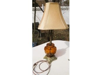 Vintage MCM Boho Amber Glass Tall Table Lamp 1960s 1970s