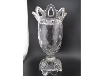 Antique Canton Glass Orion Crystal Footed Thumbprint Vase EAPG (1850-1910)