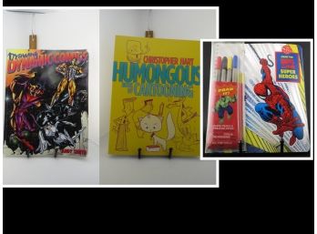 3 Drawing Books- Humongous Book Of Cartooning, Drawing Dynamic Comics & Draw The Marvel Super Heroes