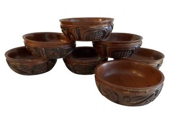 Seven Hand Carved  Tiki Bowls From Honduras