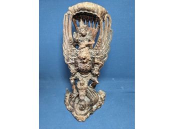 1940s Balinese Hardwood Carving Of Vishnu Riding Garuda