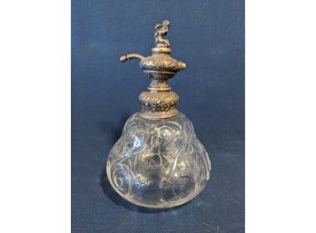 19th Century Cut Crystal And Silver Figural Perfume Bottle
