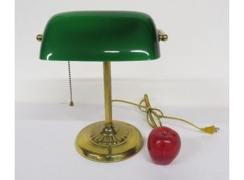 An Vintage Emeralite Shade Brass Finish Desk Lamp