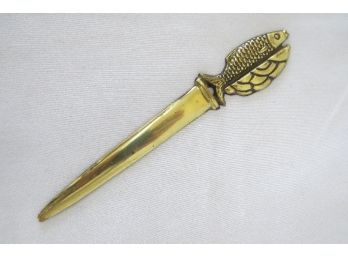 A 7' Brass Letter Opener With Fish Handle