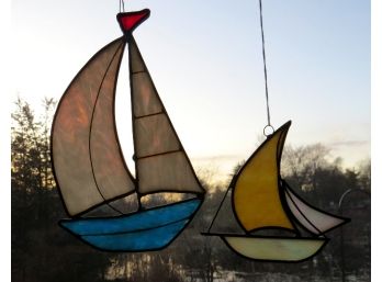 A Pairing Of Stained Glass Sailboats