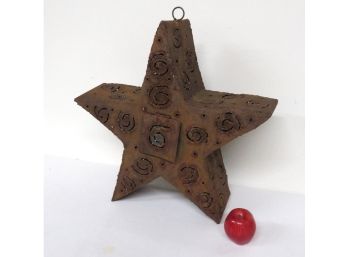 A Steampunk Star Form Brutalist Metal Hanging Steel Candle Lantern