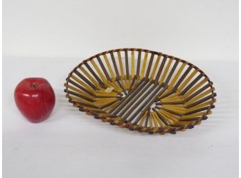 MCM Styled Mixed Slatwood Oval Table Basket