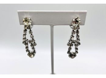 Vintage Dangle Rhinestone Earrings  Clip-on