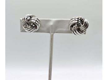 Classic Silver Knot Design Clip-on Earrings