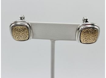 Monet Silver And Gold Tone Square Clip-on Earrings