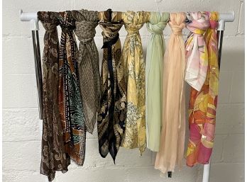 9pc Scarves Includes Rodier And Saldarini, Saks - Varied Sizes And Content