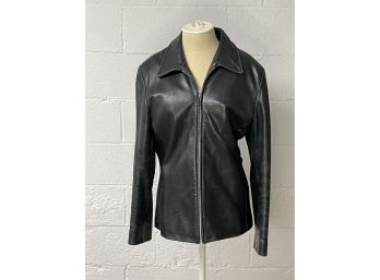 Women's Black Leather Jacket Coat By Sally & John New York  Size XL