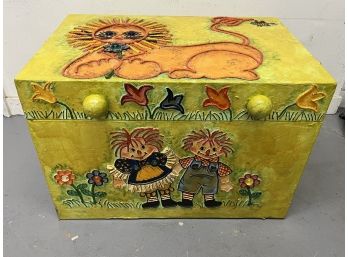 Amazing Vintage Wooden Toy Box With Hand Crafted Accents