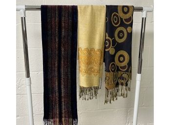 Scarves & Wraps - Navy, Beige And Handwoven Scarf By Churchill