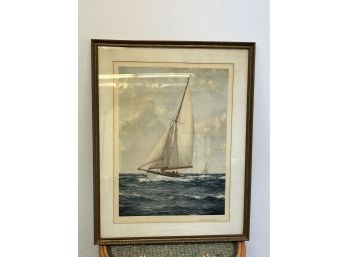 'A Stretch To Seaward' Framed Print - Montague Dawson (British 1890-1973)