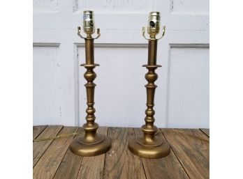 Pair Decorative Brass Stick Lamps