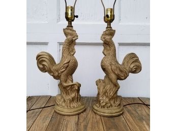 Pair Rooster Lamps