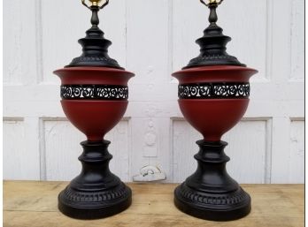 Pair Decorative Tole Lamps