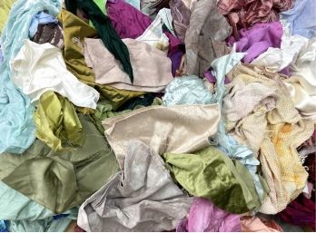 Huge Bag Of Mostly Silk Fabric Remnants (J)