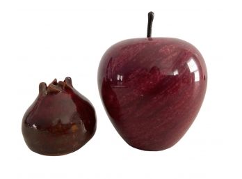 Realistic Looking Stone Apple And Pottery Pomegranate