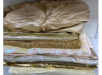 A Collection Of Various High End Gold Tone Fabric Remnants (L)