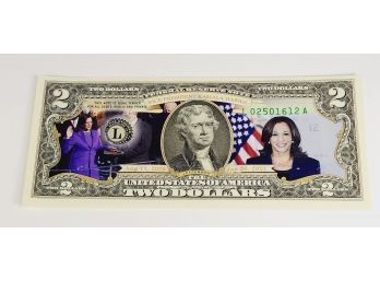 The Bradford Exchange Illustrated  Colorized  $2 Dollar Bill - Vice Pres. Kamala Harris