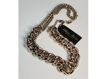 Vintage  NEW Black Market Designs Large Gold Tone Curb Chain Link Necklace With Tags