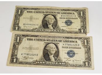 1935 (No In God We Trust) & 1957  $1  Blue Seal Silver Certificates  Bills / Notes