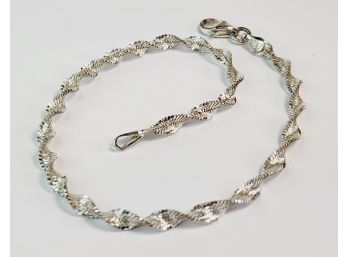 Vintage Shinny Italian Sterling Silver Singapore Chain Link Bracelet